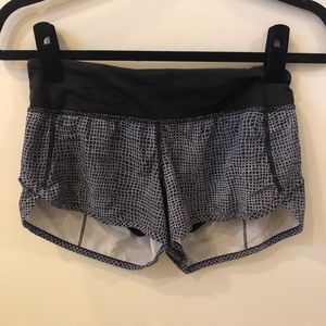 Black and White Lululemon Athletica Speed Shorts